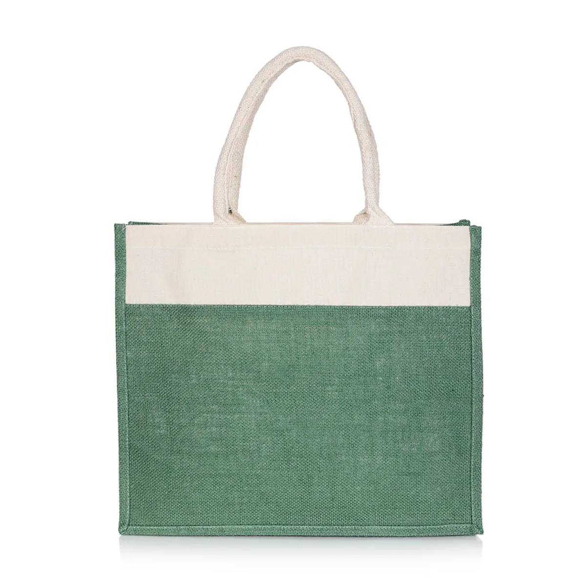 Jute Bags Green Color with Natural Canvas