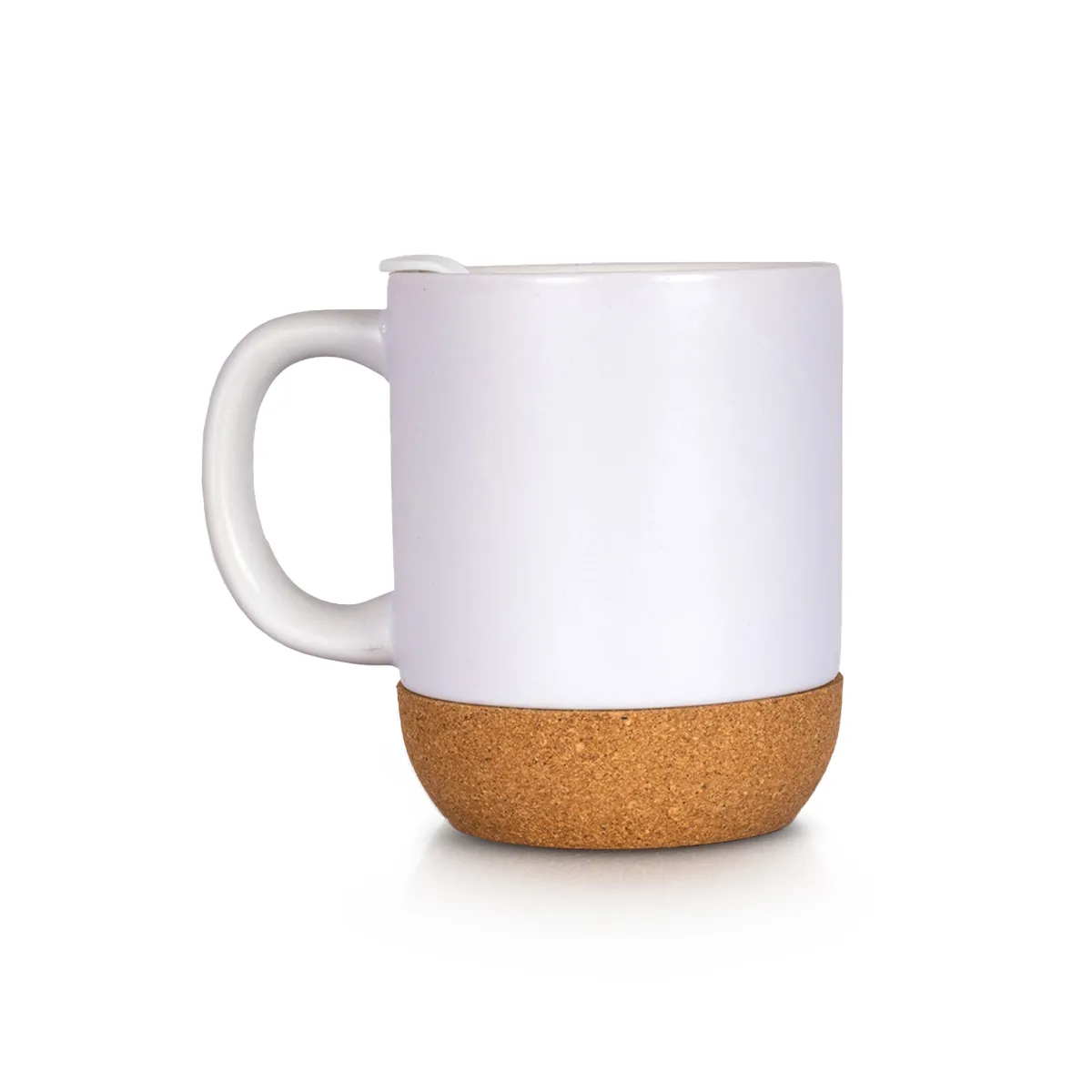 Custom Drinkware as White Ceramic Mug with Cork Base